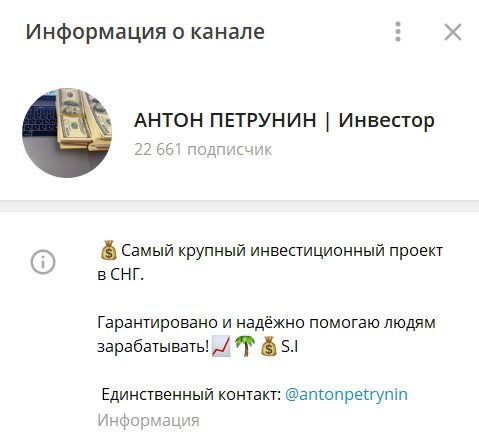 Информация о канале Антона Петрунина