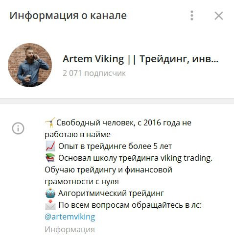 Телеграмм канал проекта Артема Викинга