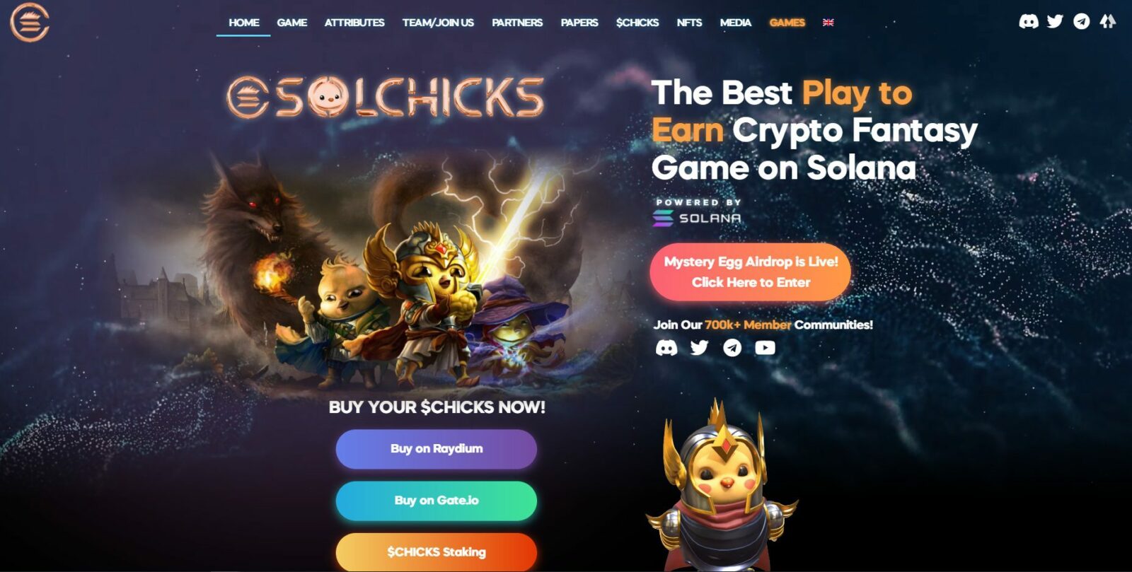 Сайт игры Sol Chicks