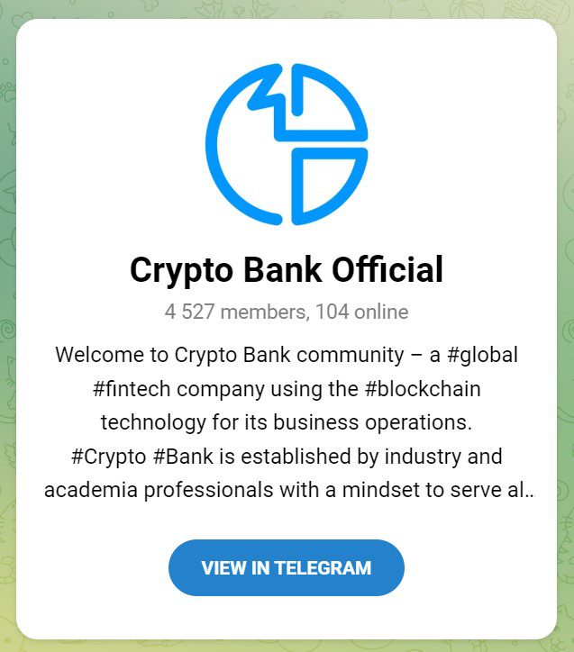 Crypto Bank в телеграмме