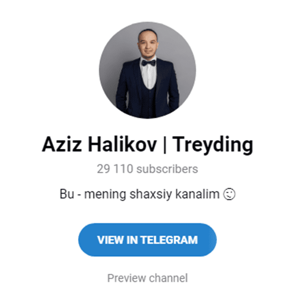 Телеграмм канал Азиз Халиков