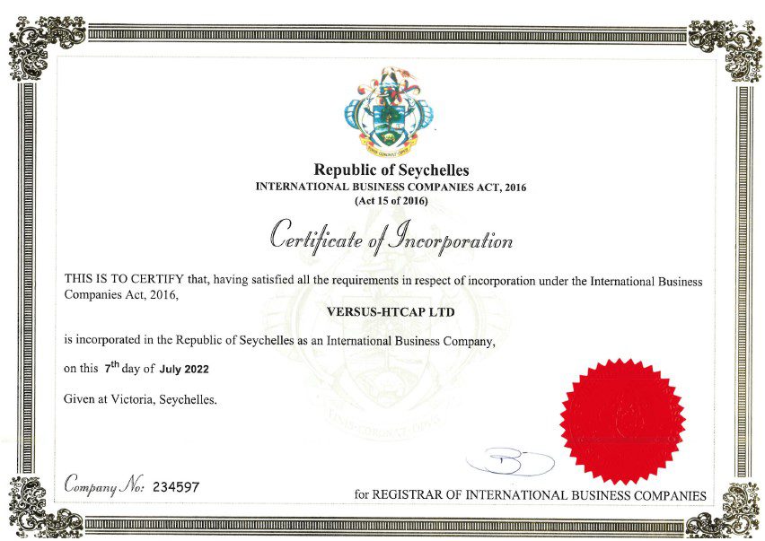 Сертификат VERSUS-HTCAP