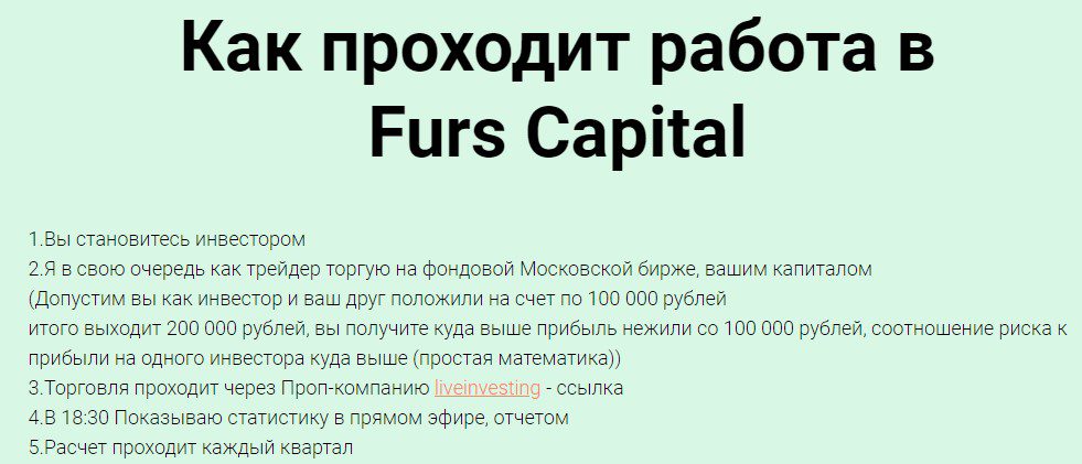 Как работает Furs Capital