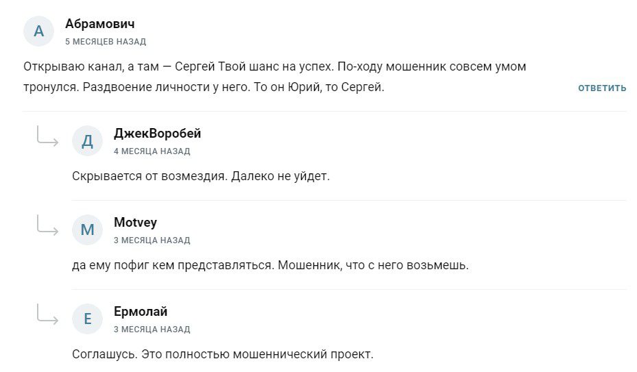 Отзывы пользователей о трейдере Сергей Мани 