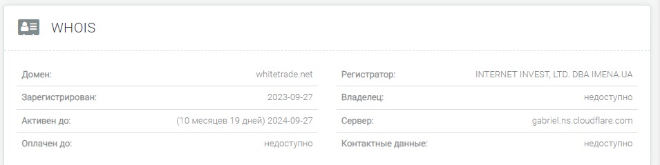 White Trade данные домена