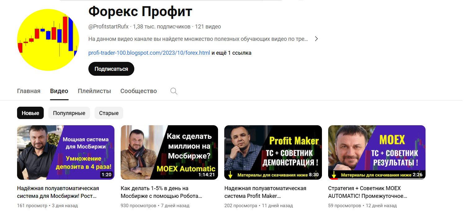 Ютуб-канал Форекс Профит